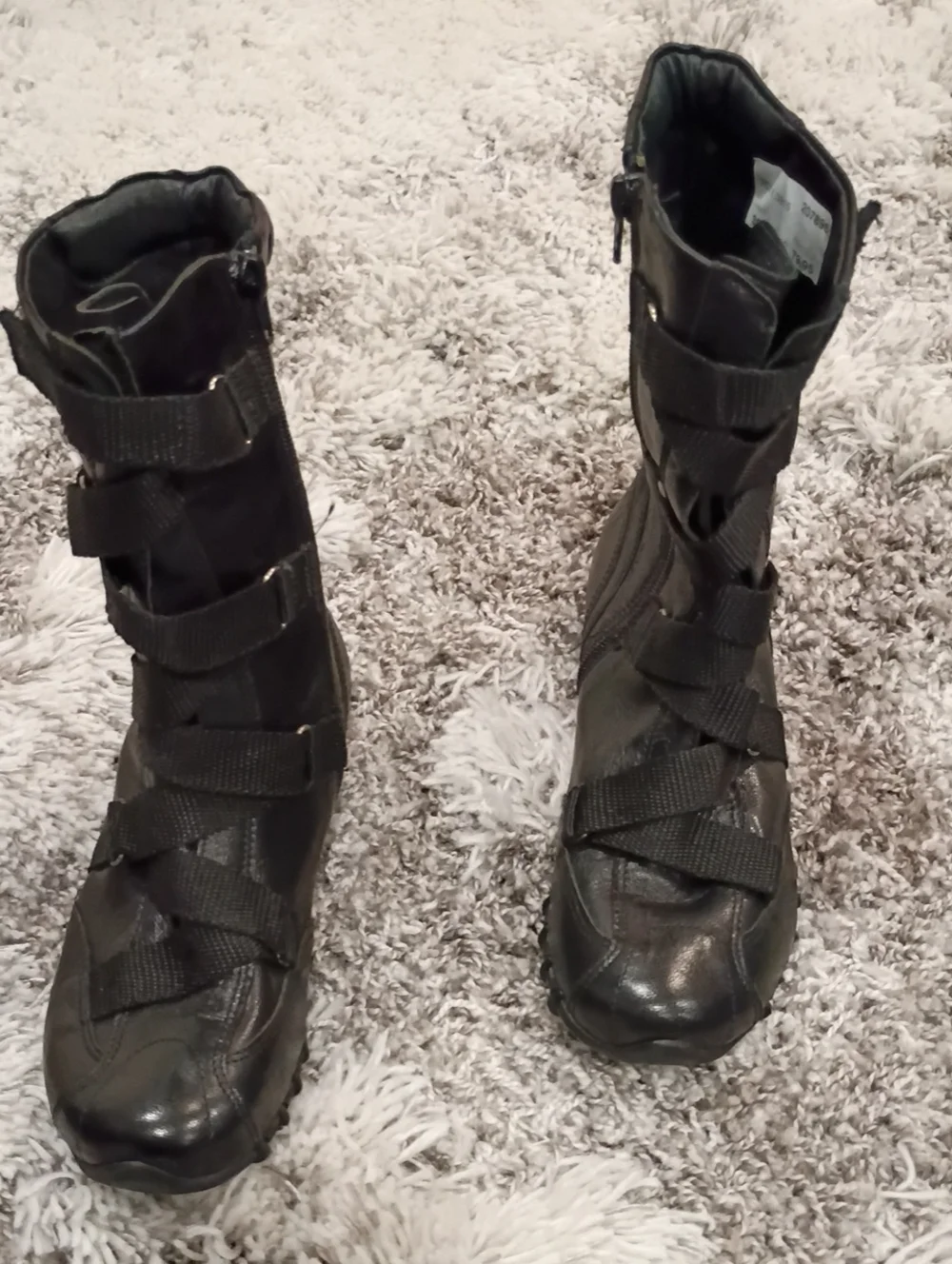 Women's Black Strappy Ankle Booties - Tactical-Inspired Design